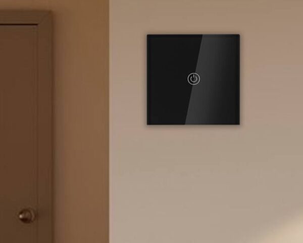 Interrupteur tactile pour escalier, lot de 2 (émetteur + récepteur), simple, panneau en verre, noir