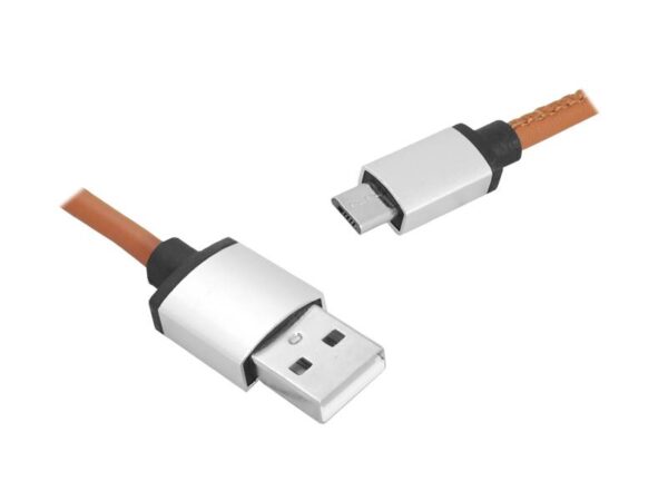 Câble PS USB-microUSB, 1 m, marron, cuir.