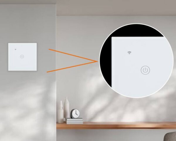 Interrupteur tactile et Wi-Fi, simple, panneau en verre, blanc