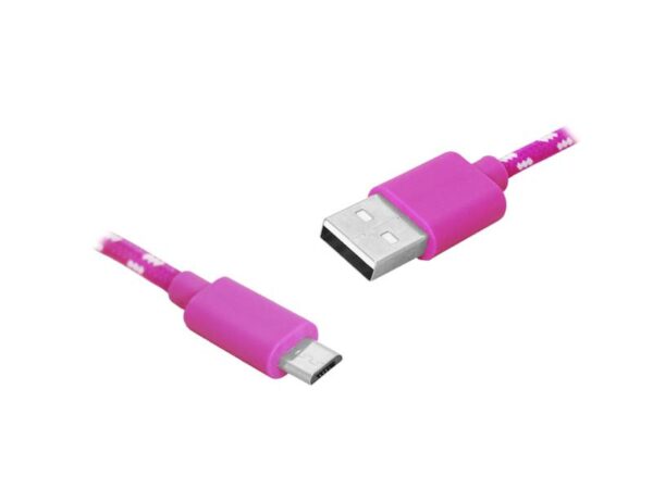 Câble PS USB-microUSB, 1 m, rose.