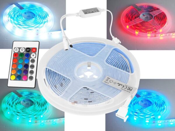 Kit PS : Guirlande LED RGB, télécommandée, WIFI IP65, 150 LED SMD5050, 5 m, contrôleur, alimentation, télécommande.