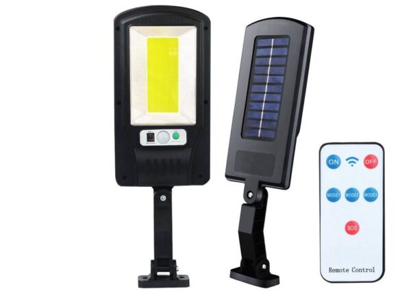 Lampe solaire LTC 1xCOB 10W avec détecteur de mouvement, capteur crépusculaire, télécommande et batterie 1200 mAh