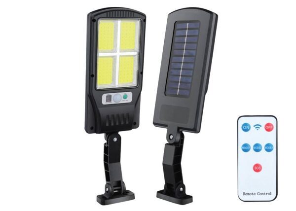 Lampe solaire LTC 4 LED COB, 4 W avec détecteur de mouvement, détecteur crépusculaire, télécommande et batterie 1200 mAh