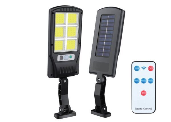Lampe solaire LTC 6xCOB 6W avec détecteur de mouvement, capteur crépusculaire, télécommande et batterie 1200 mAh