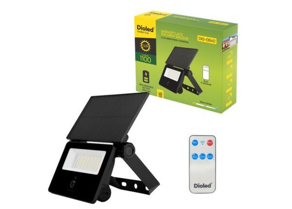 Projecteur solaire LED DIOLED 1100 lm Baldur/Z+S noir avec télécommande