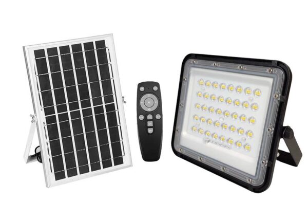 Projecteur solaire 100 W, 80 LED 5730, batterie 5000 mAh, télécommande