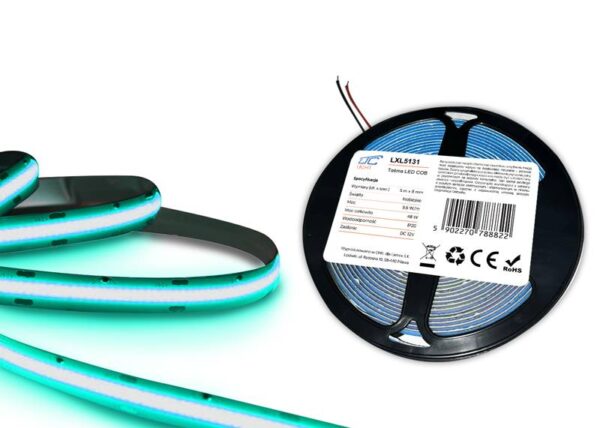 Bande LED COB bleu IP20 48 W 9,6 W/m, rouleau de 5 m, 12 V