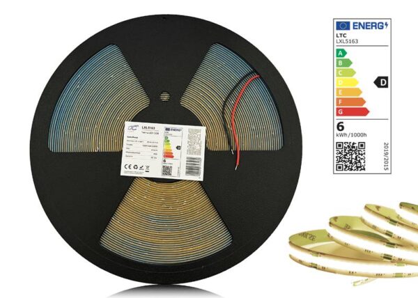 Bande LED COB PS IP20 3000K 1100 lm/m 6 W/m Rouleau de 25 m 12 V