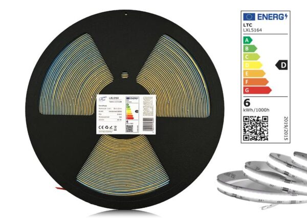 Bande LED COB PS IP20 4000K 1100 lm/m 6 W/m Rouleau de 25 m 12 V