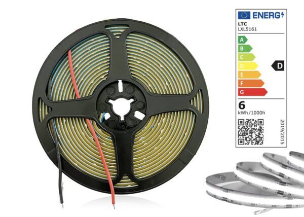 Bande LED COB PS IP20 4000K 1100 lm/m 6 W/m Rouleau de 5 m 12 V