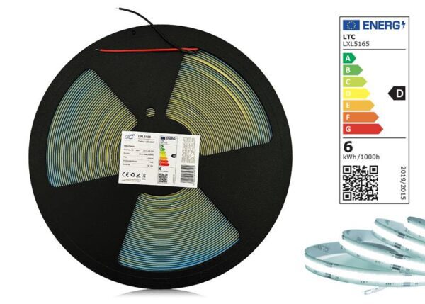 Bande LED COB PS IP20 6000K 1100 lm/m 6W/m Rouleau de 25 m 12 V