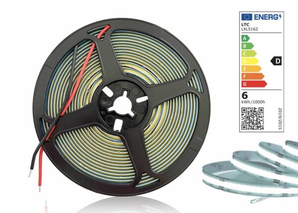 Bande LED COB PS IP20 6000K 1100 lm/m 6W/m Rouleau de 5 m 12 V