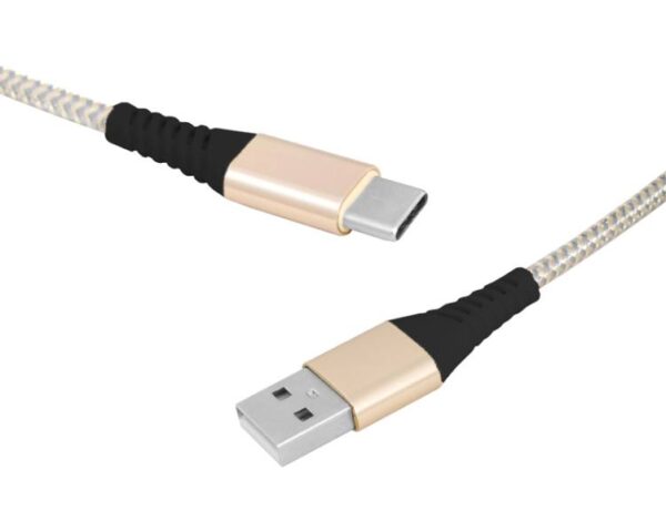 Câble USB PS - Type-C 2 m plaqué or.