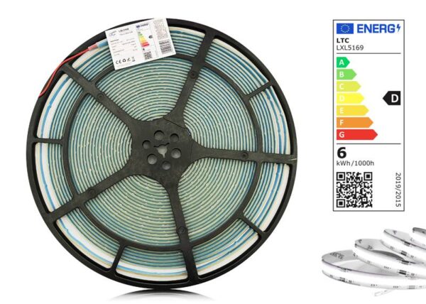 Bande LED COB PS IP67 4000K 1100 lm/m 6 W/m Rouleau de 20 m 12 V