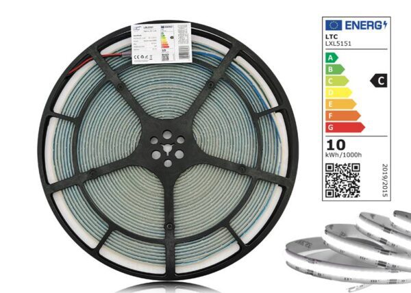 Bande LED COB PS IP67 4000K 1100 lm/m 9,6 W/m, rouleau de 20 m, 12 V