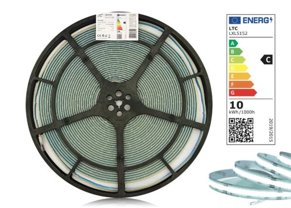 Bande LED COB PS IP67 6000K 1100 lm/m 9,6 W/m, rouleau de 20 m, 12 V