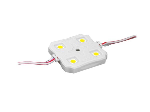 Module PS LED-5050, 4 diodes, lumière blanche chaude, étanche.
