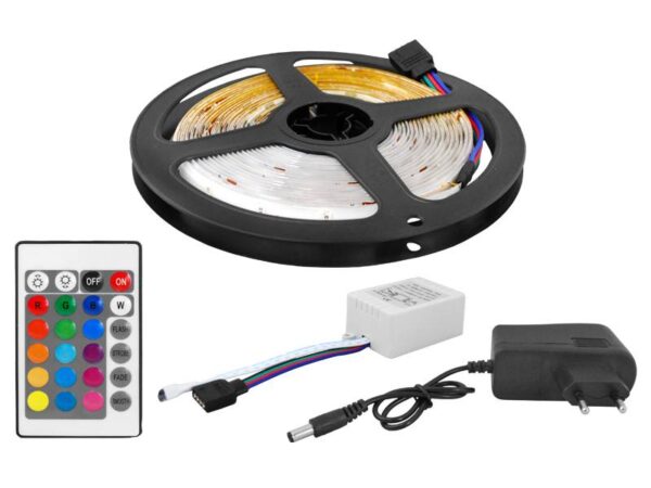 Kit PS : Guirlande LED RGB IP65, 300 diodes SMD3528, 4,6 m + contrôleur + alimentation + télécommande.