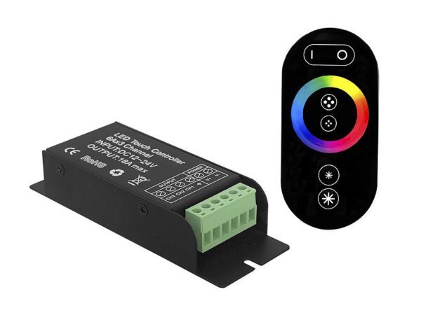 Contrôleur de bande LED 12-24 V, 18 A, écran tactile, noir