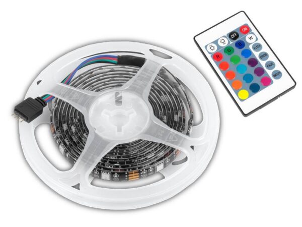 Guirlande LED USB, 40 diodes RGB 5050, base noire, 10 mm x 200 cm + contrôleur + télécommande.