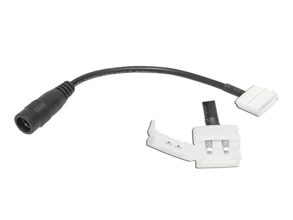 Connecteur pour ruban LED 8 mm, clip avec fils, prise 2,1/5,5 mm