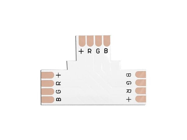 Connecteur pour bande LED PCB de type « T » 10 mm RGB, 4 broches.