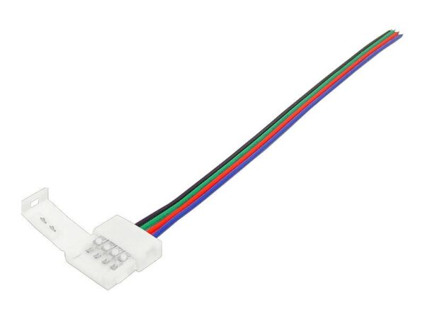 Connecteur pour bande LED RGB 10 mm, loquet avec fils.