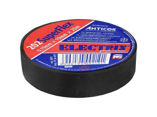 Ruban Electrix 202 Superflex, noir, 19 mm x 20 m.