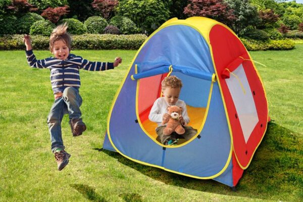 Tente enfant RAINBOW jardin/intérieur, bleu-jaune-rouge.