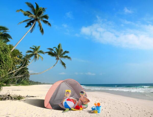 Tente de plage « Junior », à monter soi-même, orange, 145 x 100 x 88 cm, protection UV 30+