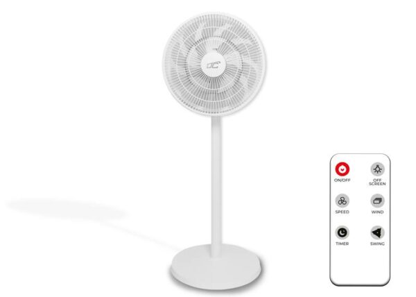 Ventilateur sur pied 12", 45 W, affichage numérique, télécommande, 3 vitesses, oscillation