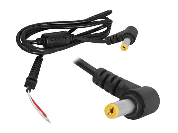 Connecteur d'alimentation CC 5,5 x 1,7 mm avec câble de 1,2 m pour ordinateur portable ACER, coudé