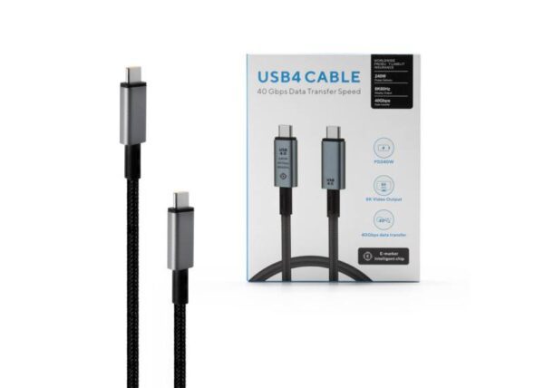 Câble USB Type-C ECOBOX 240 W Noir PD 1 m 40 Gb/s 8K