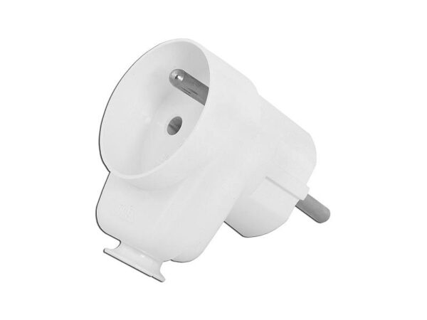 Fiche coudée WT-16UG avec prise, blanche.