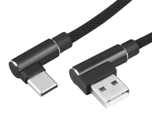 Câble USB - USB C coudé KK21P, noir.