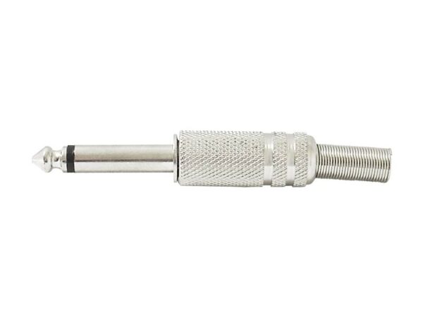 Fiche jack mono 6,3 mm en métal avec serre-câble