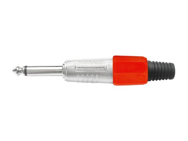 Fiche jack mono 6,3 mm en métal avec serre-câble, rouge