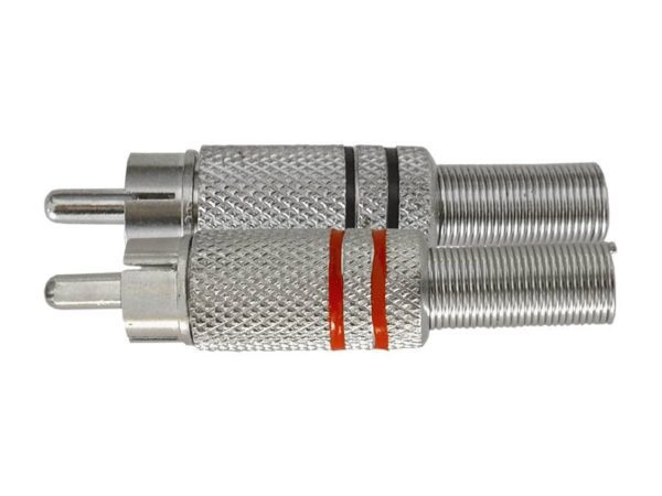 Fiche RCA en métal gravé, 2 bandes