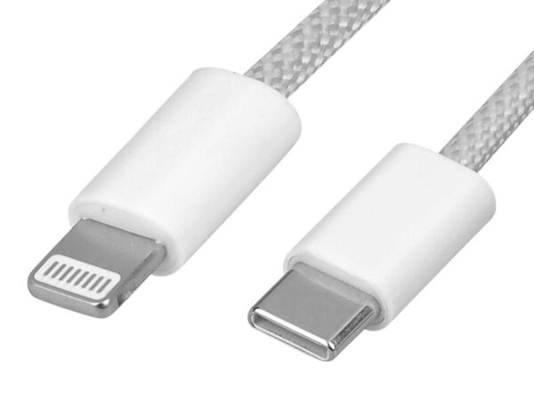 Câble USB-C/Lightning MAXLIFE 1 m 20 W Gris Nylon Haute Qualité