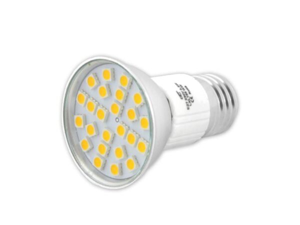 Ampoule PS 24 LED LTC SMD5050, E27/230V, lumière blanche chaude.