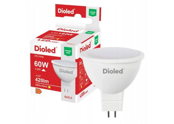 Ampoule LED MR16 12V DIOLED 4,8W bleu chaud 420lm