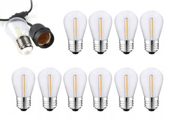 Ampoule LED 1W E27 230V 2700K à filament pour guirlande de jardin, lot de 10
