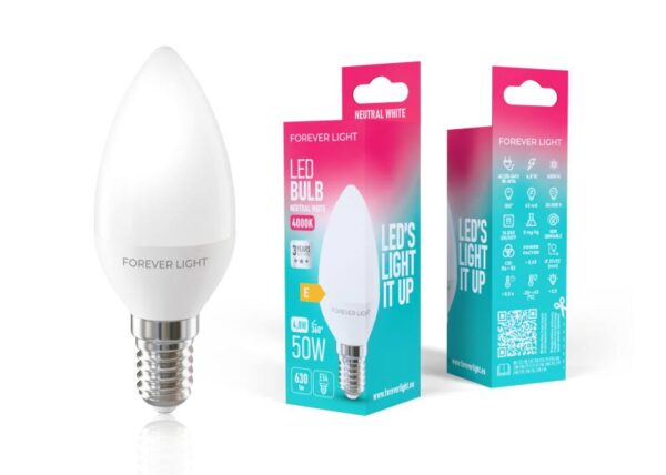 Ampoule LED E14 C37 4,8 W 230 V 4000 K 630 lm Forever Light (classe E)