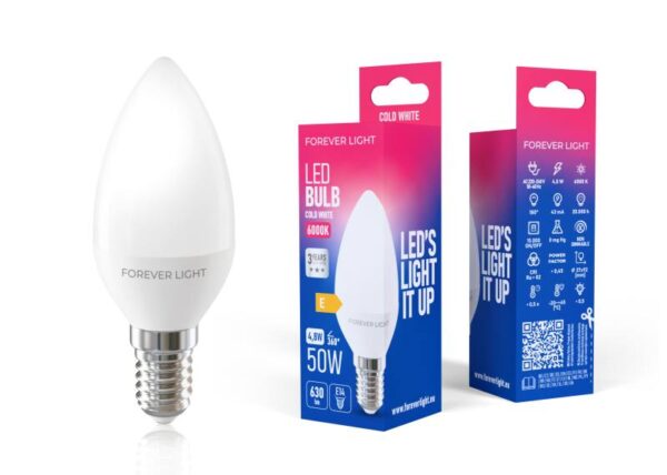 Ampoule LED E14 C37 4,8 W 230 V 6000 K 630 lm Forever Light (classe E)