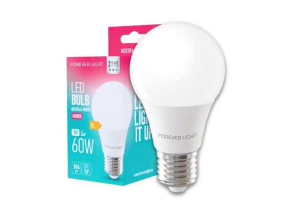 Ampoule LED E27 A60 7W 230V 4000K 806lm Forever Light (Classe E)