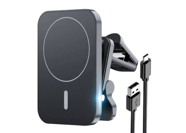 Support de voiture à charge rapide par induction, magnétique 15 W 5 V 2,4 A pour calandre, USB-C