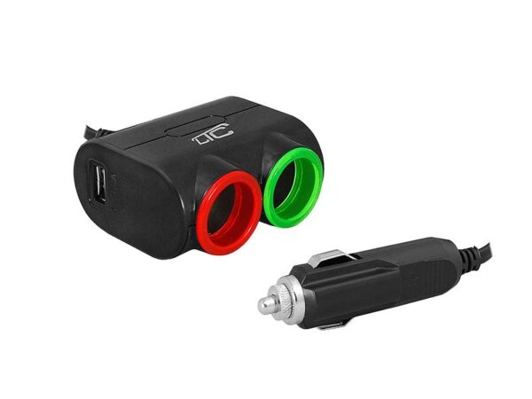 Adaptateur LTC pour voiture (2 GN/USB 1,2 A/120 W 12-24 V noir)