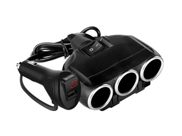 Adaptateur LTC pour voiture (incendie) : 3 prises + 1 port USB, voltmètre de batterie 3,1 A