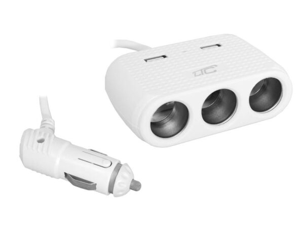 Adaptateur LTC pour voiture (incendie) 3 prises 120 W/2 ports USB 1 A/12/24 V AS7B blanc