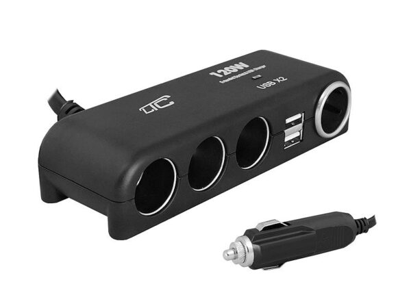 Adaptateur pour voiture incendie LTC 4 GN 120 W 2 ports USB 1,2 A 12/24 V noir AS3